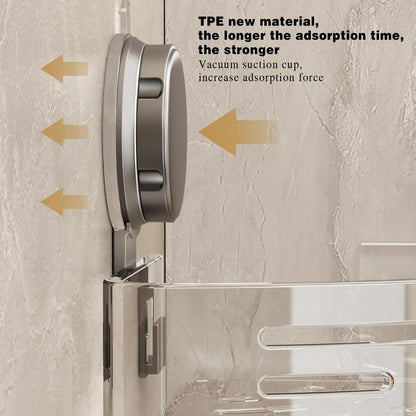 3-Pack Gun Gray Plastic Triangle Suction Cup Showercaddy 3-Tier Corner Shelves Nodrilling Bathroom Storage Rack 40Lbs Loadcapacity with 6 Towel Bar Hooks