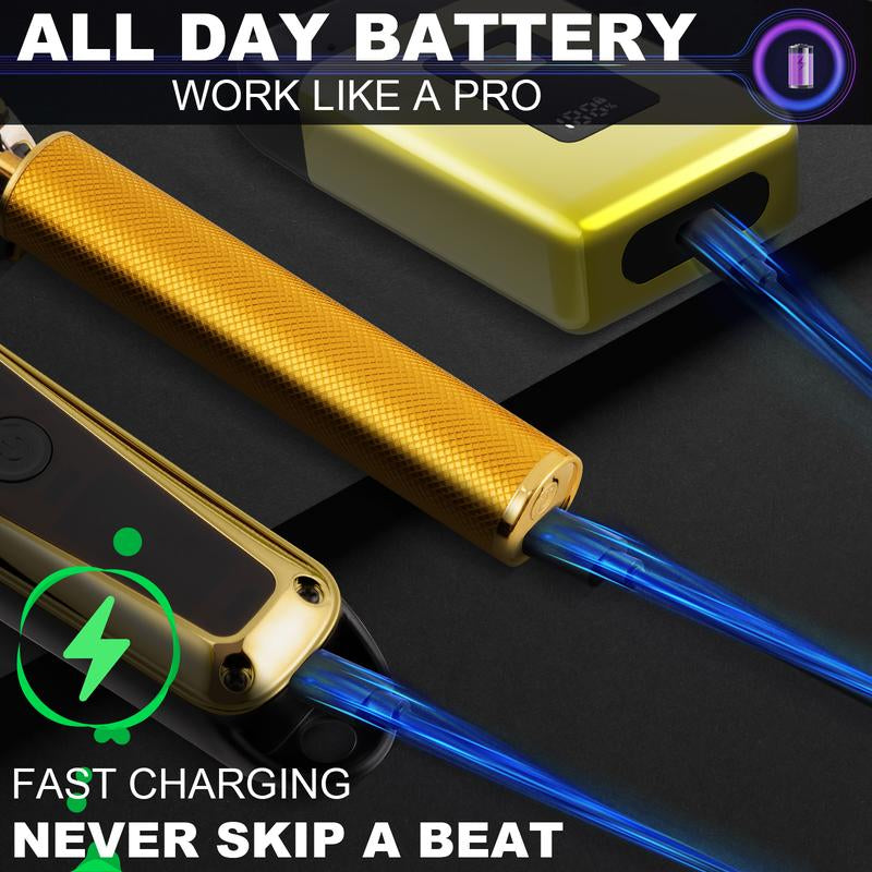 Wtisspot 3-Piece Professional Blonde Hair Clipper & Trimmer Kit for Men Usb-Rechargeable Barber Set with LCD Display Adjustable Blade and Professional Trimmer